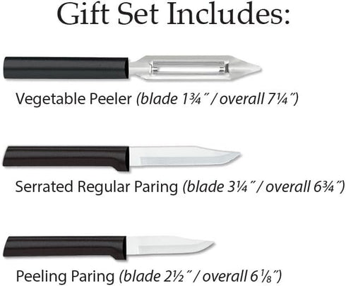 Rada Cutlery 3-Piece Basics Knife Gift Set, Black Handles...