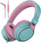 Volume Limited 85/96dB Kids Headphone Over-Ear/On-Ear Foldable Sound Noise Protection Headset with Inline AUX 3.5mm Cord w/Mic for Child School Ce...