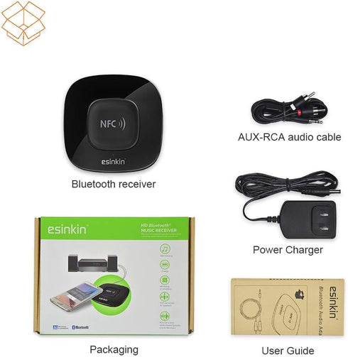 Esinkin Bluetooth Receiver Wireless Audio Adapter 4.0?NFC-Enabled? for HD Music Stereo Sound System...