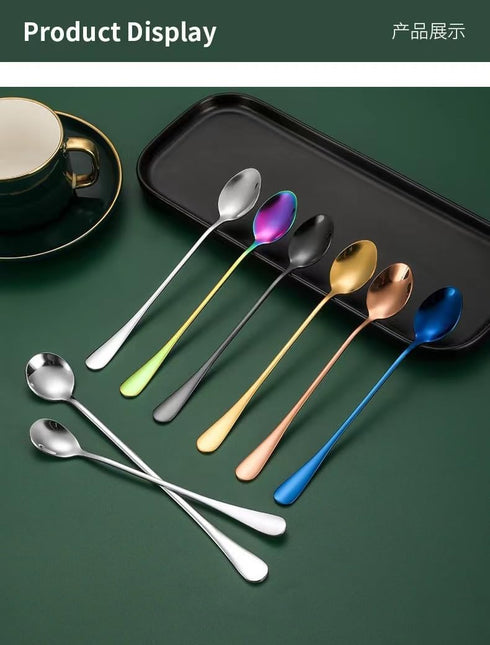 Demitasse Espresso Spoons, Coffee Spoon, 7.7Inches Stainless Steel Spoons for Dessert, Set of 6(blue)...