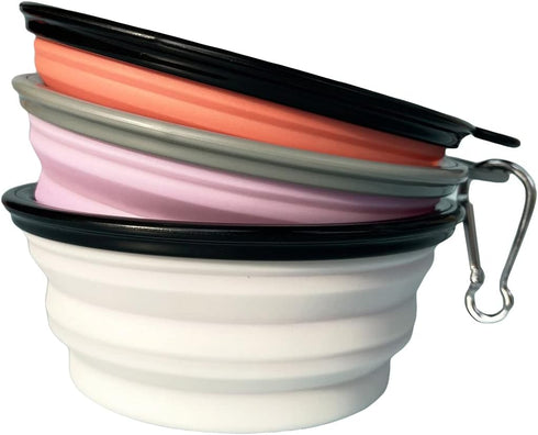 Milumia Pet Collapsible Dog Bowl Foldable Travel Cats Dogs Water Bowl with Carabiner Multicolor Medium...