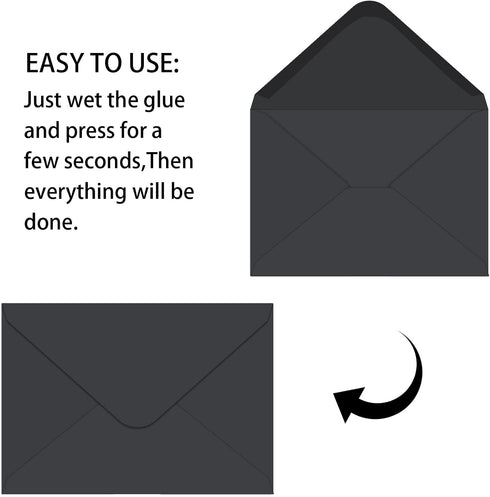 YINUOYOUJIA 50 pack Black Envelopes,5x7 Envelopes V Flap,A7 Invitation Envelopes,envelopes for 5x7 cards,Weddings,Birthday,Baby Shower,postcards,P...