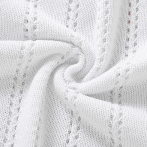 Baby Blanket Cozy Soft Knit Neutral Swaddling Blankets for Boys Girls Newborn Infant Toddler White 30x40 Inches...