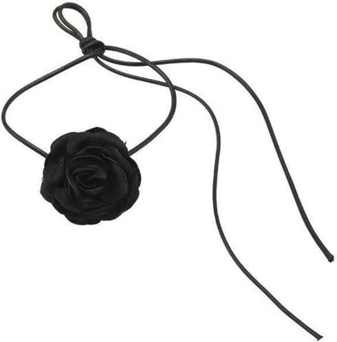 Lace Flower Choker Necklace for Women Girls Handmade Boho Black Blue Camellia Rose Flowers Velvet Floral Lace-up Adjustable Necklace for Wedding B...