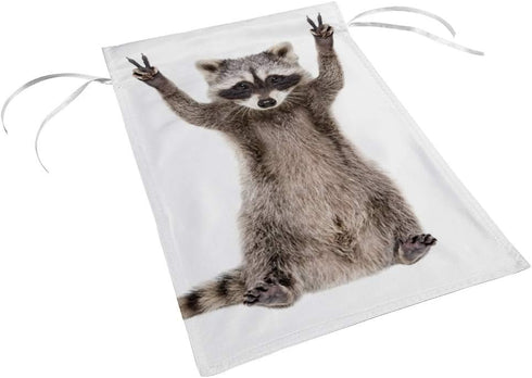 Double Sided Indoor Outdoor Garden Flag Raccoon Showing a Sign Peace Fade Resistant Seasonal Holiday Decorative Yard Flag 12x18"...
