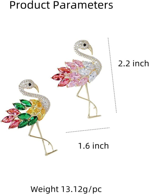 Rhinestone Flamingo Brooch Pin for Women Girls Fashion Crystal Delicate Animal Brooch Lapel Pins Elegant Dress Accessories Jewelry Gift Corsage fo...