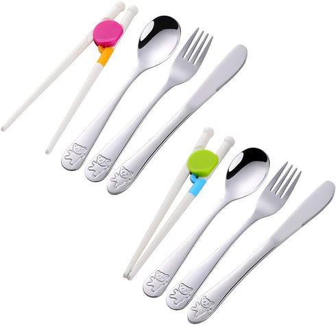 Kids Silverware, Stainless Steel Children Flatware Set, Toddler Utensils Set of 2, Silver...