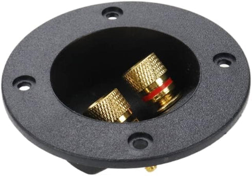 Black Speaker Box Terminal Cup Round 2 Way Binding Post Power Plates Speaker Terminal Wire Cup Box Brass Plate Push Spring Cup Connector with Moun...