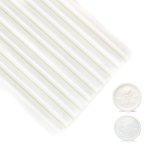 Pearl White Wax Sealing Sticks, LONBEIIFY 10Pcs 0.43'' Glue Gun Wax Seal Sticks for Wax Seal Stamp, Sealing Wax Sticks for Wedding Invitations, Wi...