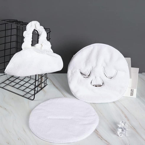 3 Holes Towel Mask Reusable Face Towel Mask Cold Hot Compress Facial Steamer Moisturizing Beauty Skin Care Spa Towels for Facial Steamer Mask for ...