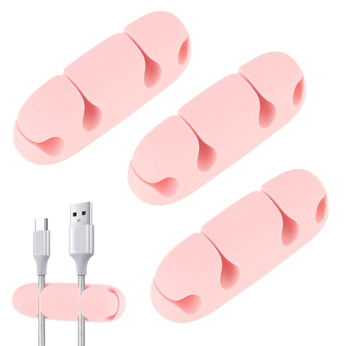 3PCS Cable Clips Cord Wire Organizer Electrical Cable Management Holders 4 Hole Silicone Cable Harness USB Charging Accessory Cute Cable Holder fo...