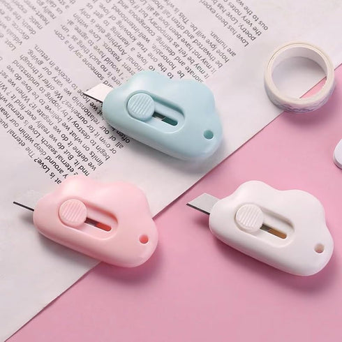 Jewelry Making Supplies LRESJJIUJ 3 cloud shaped mini art and art knives, box cutters, retractable and portable, suitable for cutting envelopes, m...