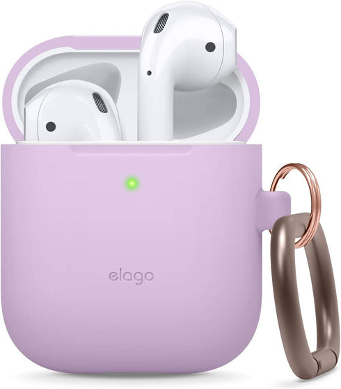 elago Silicone Case with Keychain Compatible with Apple AirPods Case 1 & 2, Front LED Visible, Supports Wireless Charging, Protective Silicone [La...