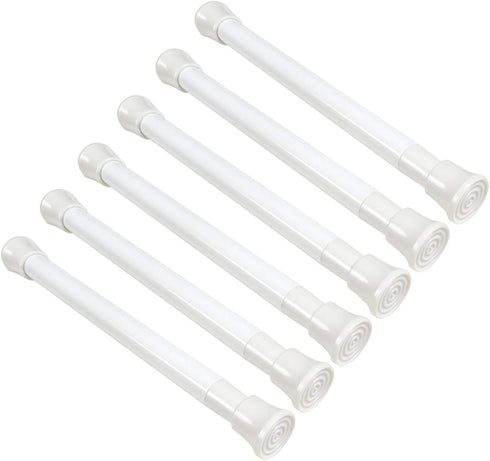 KXLife 6 Pack Small Spring Tension Curtain Rod, Adjustable Mini Short Curtain Rods, Spring Rods No Drilling for Window Closet (White, 7-12")...