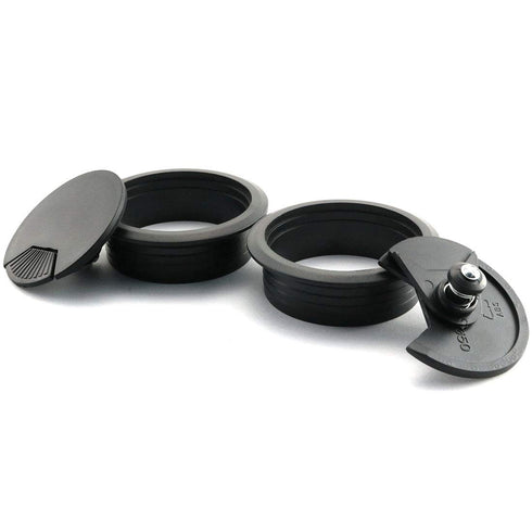 HJ Garden 2pcs 2.8"L x 2.8"W inch Desk Wire Cord Cable Grommets Hole Cover for Office PC Desk Cable Cord Organizer Plastic Cover Black...