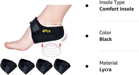 Plantar Fasciitis Heel Cups, Heel Cups for Heel Pain(4PCS), Heel Protectors for Plantar Fasciitis Relief, Adjustable Heel Pads for Heel Pain Relie...
