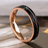 THREE KEYS JEWELRY 4mm Womens Charming Jewelry Tungsten Hammered with Rose Gold Interior & Stripe Wedding Carbide Ring Band for Women Engagement B...