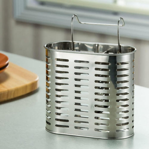 kaileyouxiangongsi Stainless Steel Hanging 2 Compartments Mesh Utensil Drying Rack/Chopsticks/Spoon/Fork/Knife Drainer Basket Flatware Storage Dra...