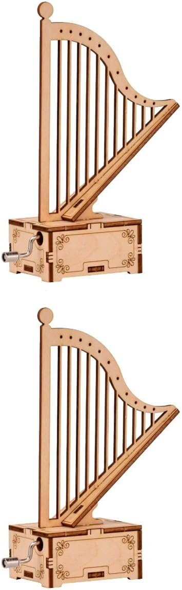 ibasenice Wooden Harp Model 2pcs Box 3 d Puzzles Bulk Puzzles for Kids Chritmas Puzzles DIY Model Building Music Box Ornament Treasure Box Manual ...