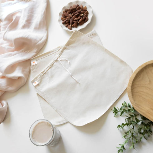 Pro Quality Organic Cotton Nut Milk Bag 2 Pack - 12"X12" XL Bags - Heavy Duty Reusable All Purpose Food Strainer - Food Grade BPA-Free...