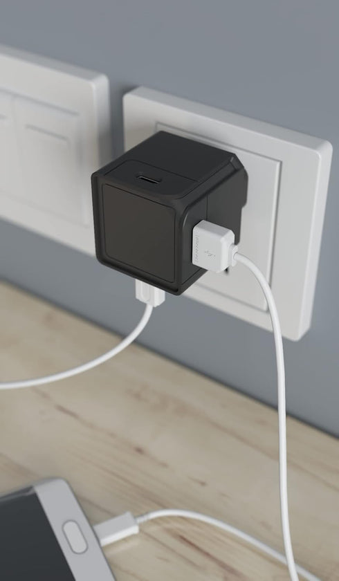 Allocacoc, USB Cube Original, USB Wall Charger, 4 Ports, 2 USB-C & 2 USB, 3A, 5V, 15W, Compact Design, Compatible with iPhone, Android, Galaxy, Pi...