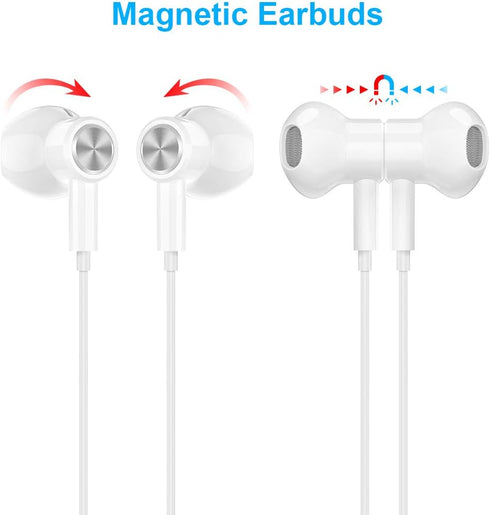 3.5mm Earbuds Noise Canceling Headphone with Microphone Magnetic in-Ear Wired Jack Earphone for Google Pixel 4a 3a 5a Samsung A15 S10 S10e S9 Gala...