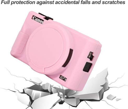Pocoukate Case for Canon G7X Mark III Camera, Soft Silicone Protective Cover Skin with Removable Lens Cover for Powershot G7X Mark iii, Silicone C...