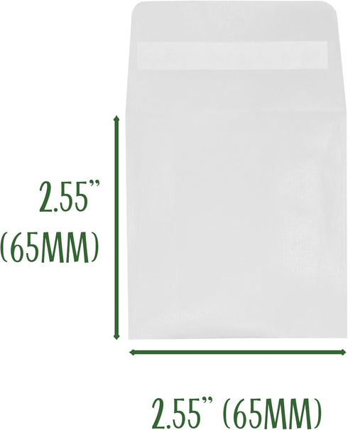 Peel and Self Seal Glassine Paper Miniature Envelopes (65 x 65mm) 2.55" x 2.55" (50 PER PACK) Made by Pineville Paper with semi-transparent Glassi...