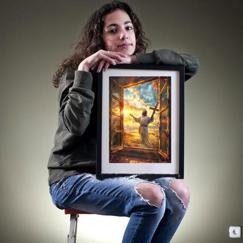 Beaudio Religious Theme Series Diamond Painting Kits for Adults- Jesus Holding The Cross Outside The Window - DIY Round Full Drill 5D Diamond Art ...