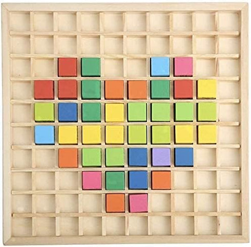 Multiplication Table, Montessori Trays Times Puzzles, Wooden Cube Toys 1-100 Numbers Blocks Manipulatives Preschool Learning Math Chart Counting T...