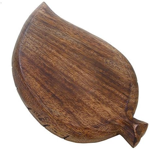 NIRMAN - Decorative Tray Wooden Leaf Design Serving Tray Platter Breakfast Table Kitchen Décor...