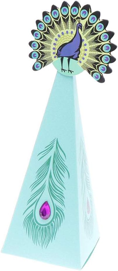 JKJF 20 Pcs Peacock Candy Boxes, Peacock Triangle Shape Party Supplies Chocolate Boxes for Wedding, Kids Birthday Party Decorations...
