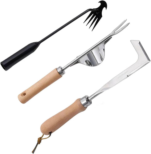 3 Pack Weed Puller Tool, Manual Hand Weeder Paver, Crack Weeder, Stainless Steel Crevice Weeding Digger Tool, Paving Brick Moss Removal, L-Shape G...