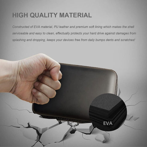 Hard Drive Carrying Case Bag Storage Organizer Universal Carry Pouch Compatible with Western Digital WD Elements Seagate, 2.5’’ EVA Shockproof Tra...