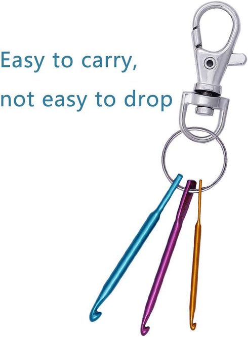 BAGERLA Mini Crochet Hooks with Keychain and Swivel Hooks Aluminum Knitting Needles Tool Suitable for Yarn Knitting and Sewing Perfect for Pro or ...