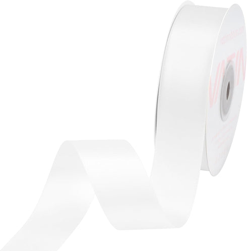 VATIN Double Face White Satin Ribbon 1" Continuous 25 Yards,White Polyester Fabric Ribbon use for Bows Bouquet, Gift Wrapping, Floral Arrangement ...