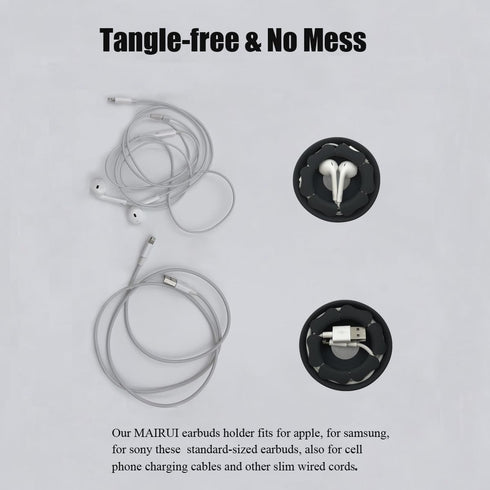 MAIRUI Wired Earbud Case Earphone Headphone Cord Organizer Earbuds Wrap Soft Silicone Magnetic Holder Storage Tangle Free Cable Winder(Carbon Blac...