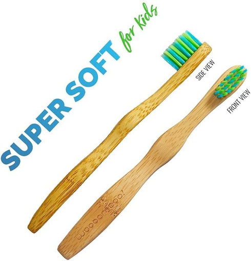 Woobamboo! Kid's Bamboo Toothbrush - Super Soft BPA Free Nylon Bristles - Eco-Friendly, Biodegradable, Compostable, Vegan (Pack of 2)...