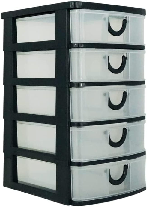 Massca 5 Drawer Storage Drawers and Personal Organizer, Heavy-Duty Plastic Containers for Storing Arts, Crafts, Sewing Accessories, Stationary, an...