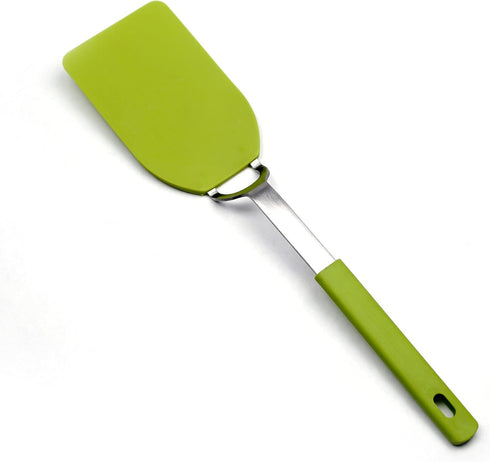 RSVP International Kitchen Tool Collection Flexible Nylon Spatula, Stainless Steel Handle, 12x2.75", Green...
