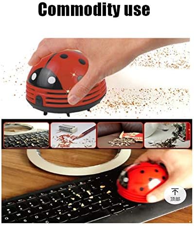 Mini Portable Handheld Cordless Tabletop Crumb Sweeper Desktop Dust Vacuum Cleaner Ladybug Dust Sweeper(Red)...