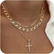 Cross Necklace for Women,Stackable Stacked Stacking Layering Layered Necklaces Dainty Gold Necklace Paperclip Box Flat Mariner Chain Necklace Cros...