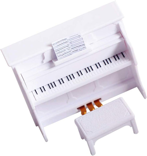 Piano Keyboard Toy for Kids Dollhouse Piano Model Miniature Stool Musical Educational Toy for Micro Landscape Fairy Garden White...