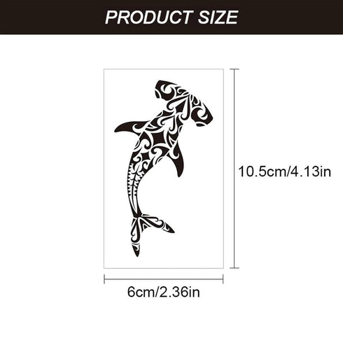 12 Sheets Temporary Tattoos for Men Adults, Maori Stingray Shark Whale Hippocampus Polynesian Tribal Hawaiian Fake Tattoo for Neck Arm Hands Leg...