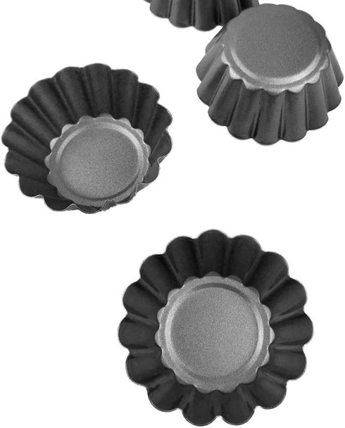 DaKuan 12 Packs Egg Tart Mold, Cupcake Cake Muffin Mold Mini Pie Pans Tin Pan Baking Tool, Carbon Steel- 2.6 Inch...