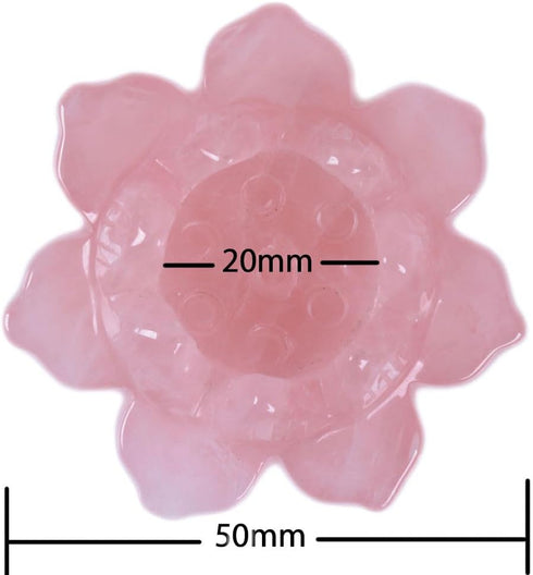 Carved Rose Quartz Gemstone Lotus Flower Crystal Ball Stand...