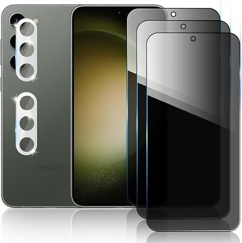 [3+2 Pack for Samsung Galaxy S23 Plus Privacy Screen Protector - Anti-Spy Tempered Glass, Full Coverage, High-Definition, Easy to Apply, black...