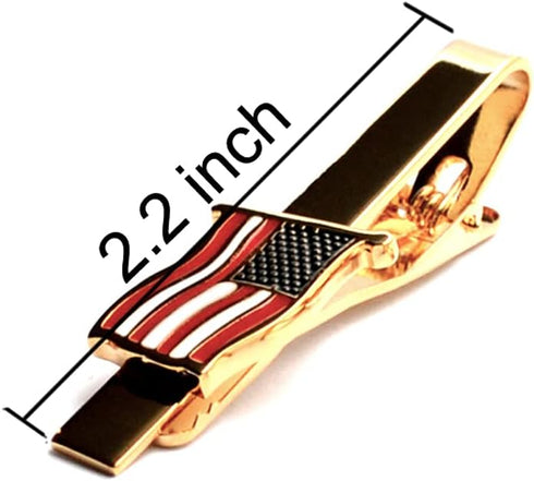 American Tie Clip for Men, Gold American Flag Necktie Bar Clips, Formal Tie Pins Stickpin Gift for USA Governor, Officer, Lawyer, Soldier, Patriot...