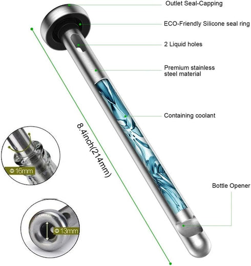Beer Chiller Sticks for Bottles 2 Pack Stainless Steel Beverage Cooler Cooling Chillers Christmas Thanksgiving Fathers' Day Valentine's Day Men Bi...