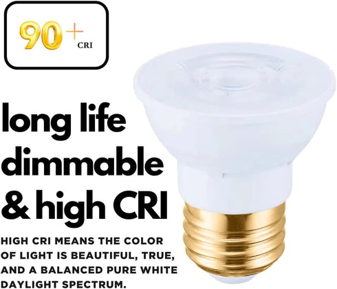 GoodBulb PAR16 LED Light Bulb, 7-Watt (50W Equivalent) Dimmable, Short Neck Flood Light, 5000K Daylight White, 450-Lumens, E26 Base (Pack of 4)...